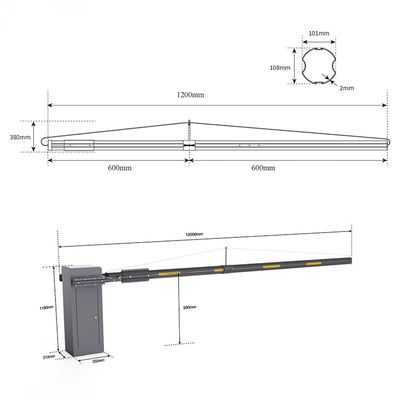 Barrera de brazo ultra largo de 12 metros DZ-2307, duradera para el control de acceso de vehículos a gran escala