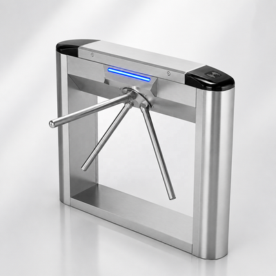 Torniquete de trípode de diseño delgado de 180 mm bidireccional con indicadores LED y acero inoxidable 304 para control de acceso peatonal